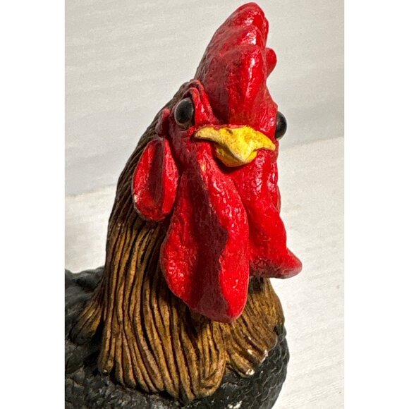 Rooster Figurine Hand Painted 4" Signed 1985 Farmhouse Decor Resin - Picture 2 of 14